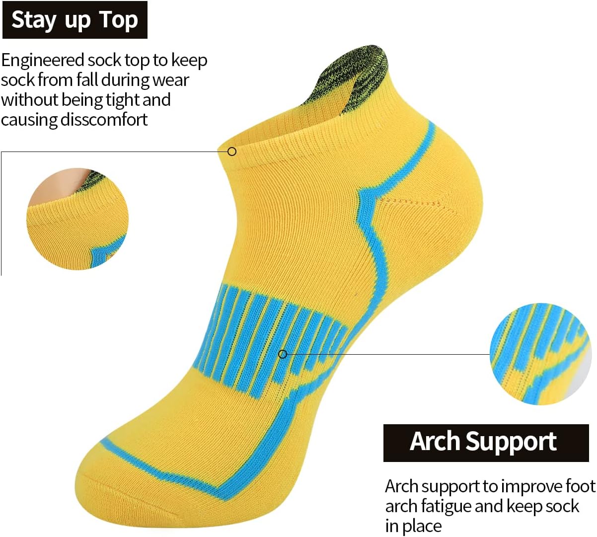 JOYNÉE Mens Low Cut Casual Socks 6 Pack Men Comfort Cushioning Ankle Athletic Socks - Image 2