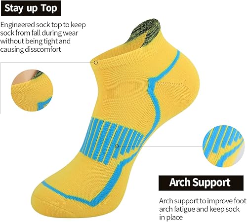 Miniatura 2 de JOYNÉE Calcetines casuales de corte bajo para hombre, paquete de 6 calcetines deportivos cómodos y acolchados