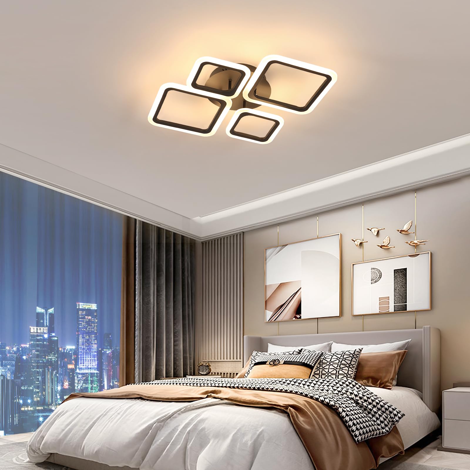 DELIPOP Plafoniera LED Dimmerabile, 42W 4800LM Lampada da Soffitto con Telecomando 3000K-6500K, Funzione di Memoria, Lampadario LED Soffitto per Soggiorno, Camera da letto, Sala da Pranzo, Cucina