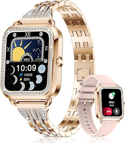 Miniatura 8 de Reloj inteligente (respuestahacer llamada), reloj inteligente de 1.59 pulgadas para mujer, resistente al agua IP67, esfera de diamante, rastreador