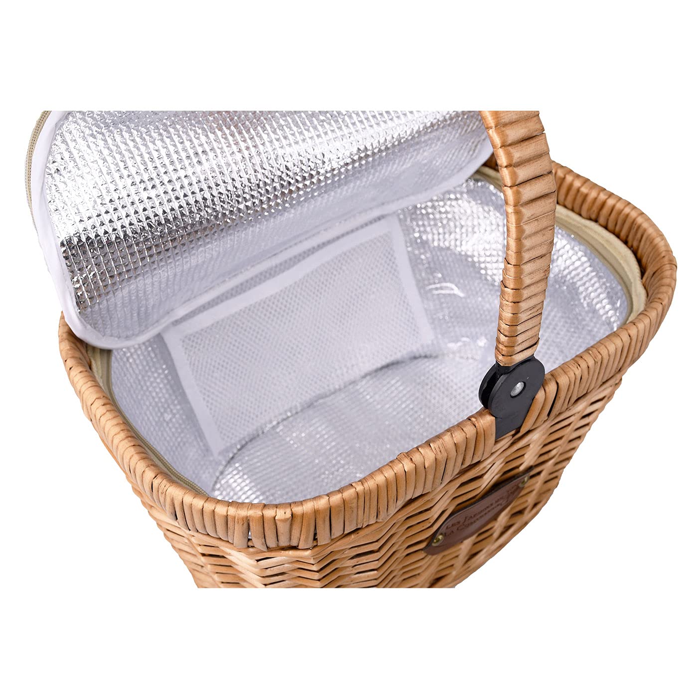 Les Jardins de la Comtesse - Cestino da Picnic "Chantilly Vichy Rosso" di Vimini - Scompartimento Isotermico Fisso - Per il Mercato, il Picnic/la Spiaggia - Maniglia Pieghevole - 48 cm x 29 cm x 27 cm