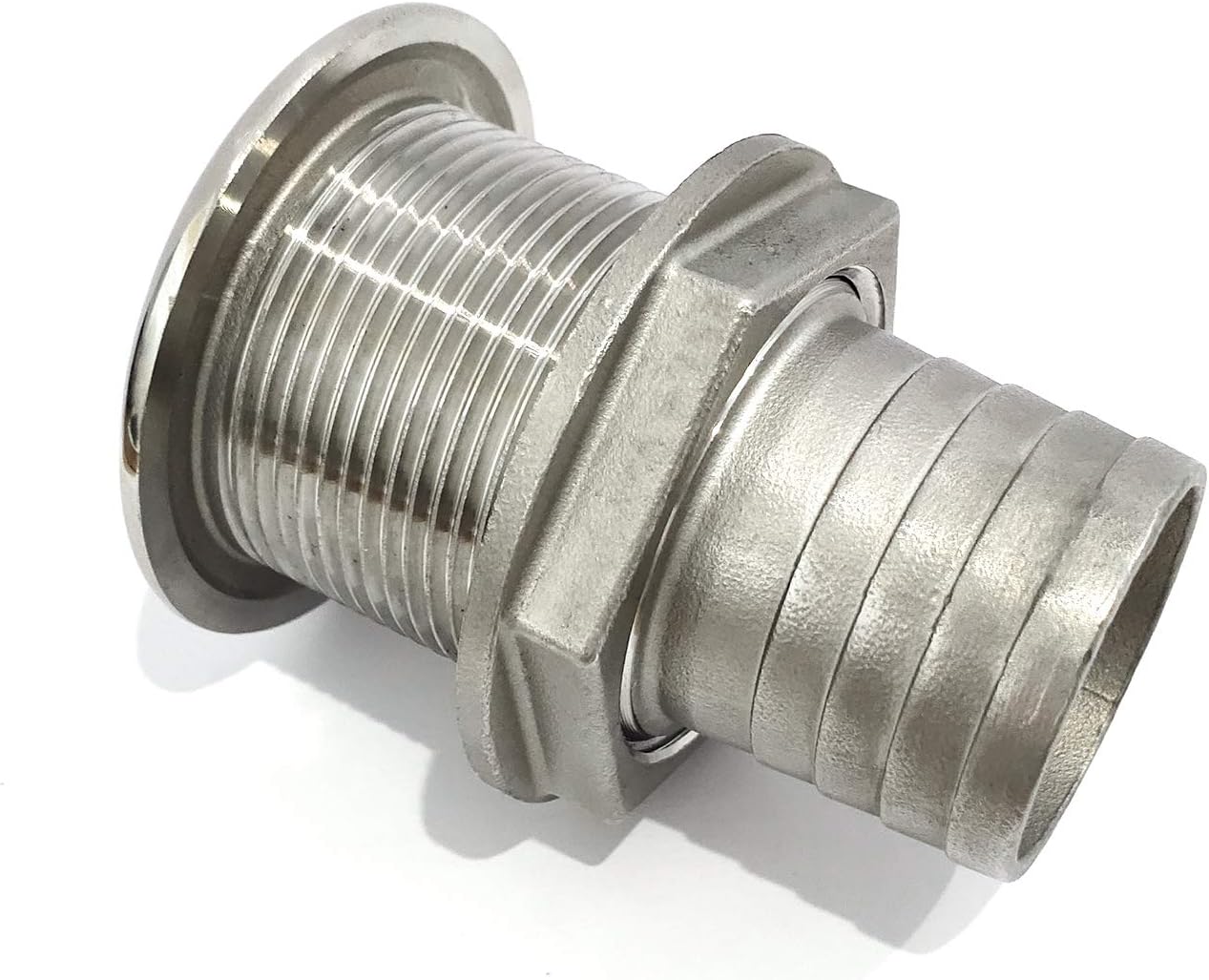 keehui 316 Stainless Steel Durable Combo Stainless Steel Thru-Hull Fitting w/Nut with Custom Gasket Boat Plumbing Fittings for Boats, Yachts, Marine