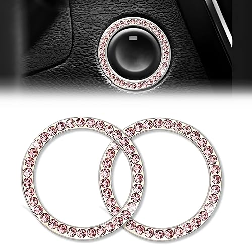 2 anillos de cristal con doble diamantes de imitaciĂłn para decoraciĂłn de arranque del motor del automĂłvil, accesorios interiores del automĂłvil, 2 anillos de cristal con doble diamantes de imitaciĂłn para decoraciĂłn de arranque del motor del automĂłvil, accesorios interiores del automĂłvil,