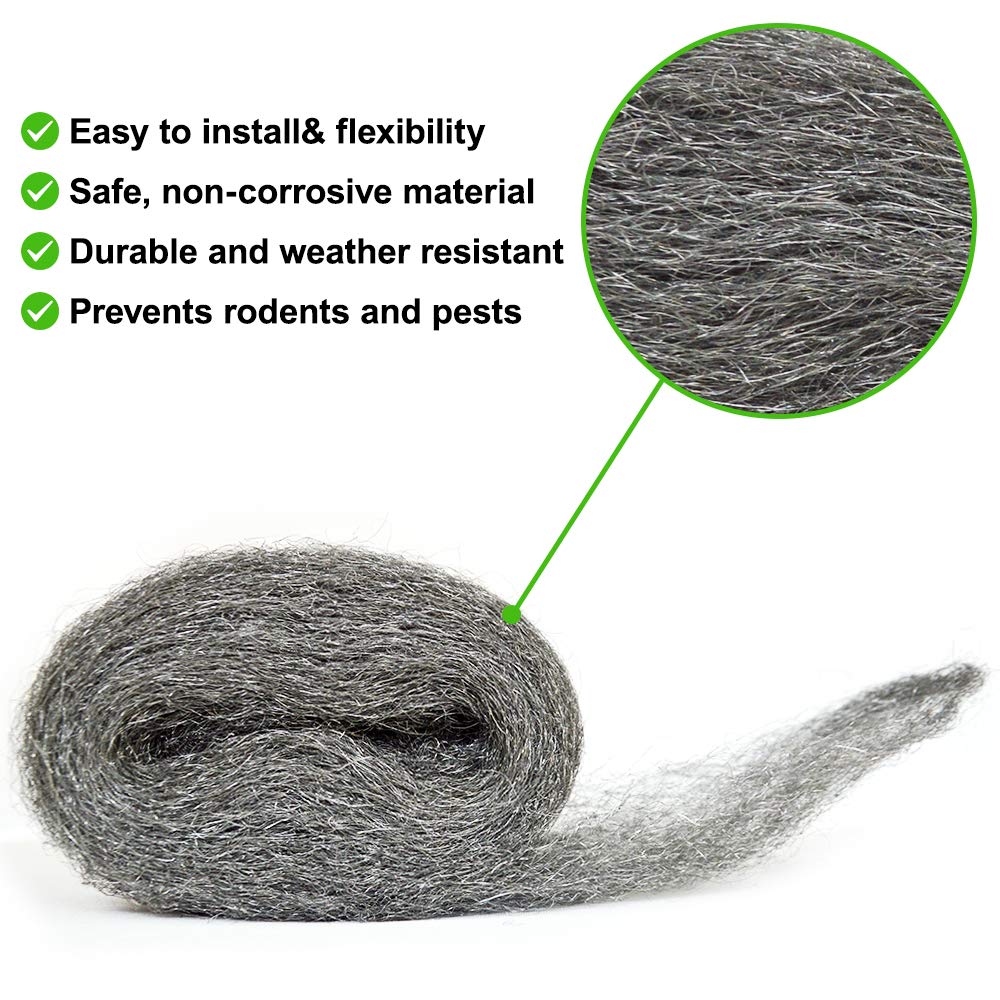 Steel Wool, 52 Ft 4 Rolls Coarse Wire Fill Fabric DIY Kit, Hardware Cloth, Steel Wool Blend Hardware Cloth Gap Blocker For Holes Wall Cracks Vents In Garden, House, Garage