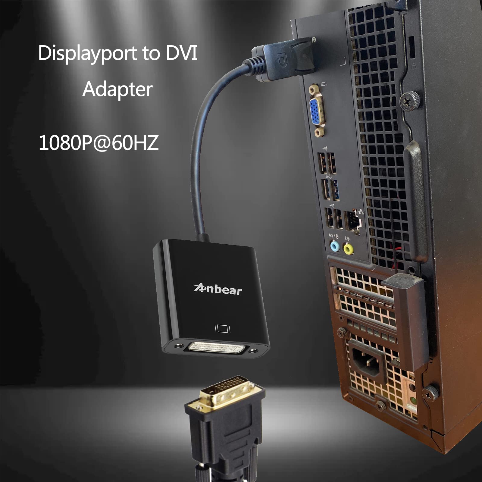 Lot de 10 adaptateurs DisplayPort vers DVI (mâle vers femelle) compatibles avec ordinateur, ordinateur de bureau, ordinateur portable, PC