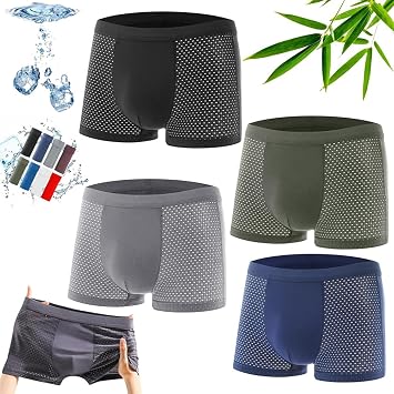 HUIQINGLI Box Hero Bamboo Fiber Boxer Briefs, Drop Daddy Bamboo Boxer Briefs, Ice Silk Mesh Boxer Shorts, Mens Underwear