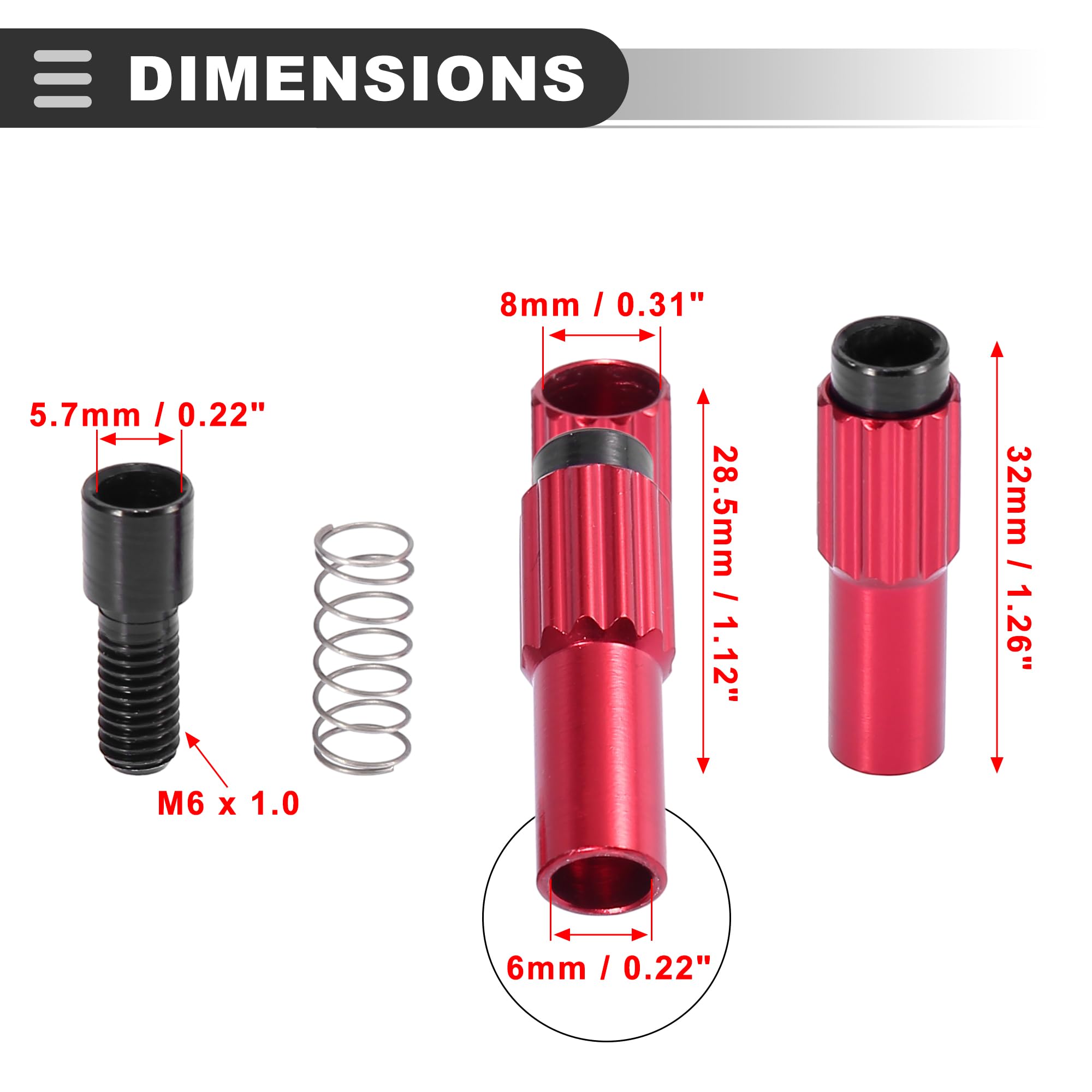 Motoforti Universal Bicycle Cable Adjuster Bolt, Metal, Red, 2 Pcs - Image 3