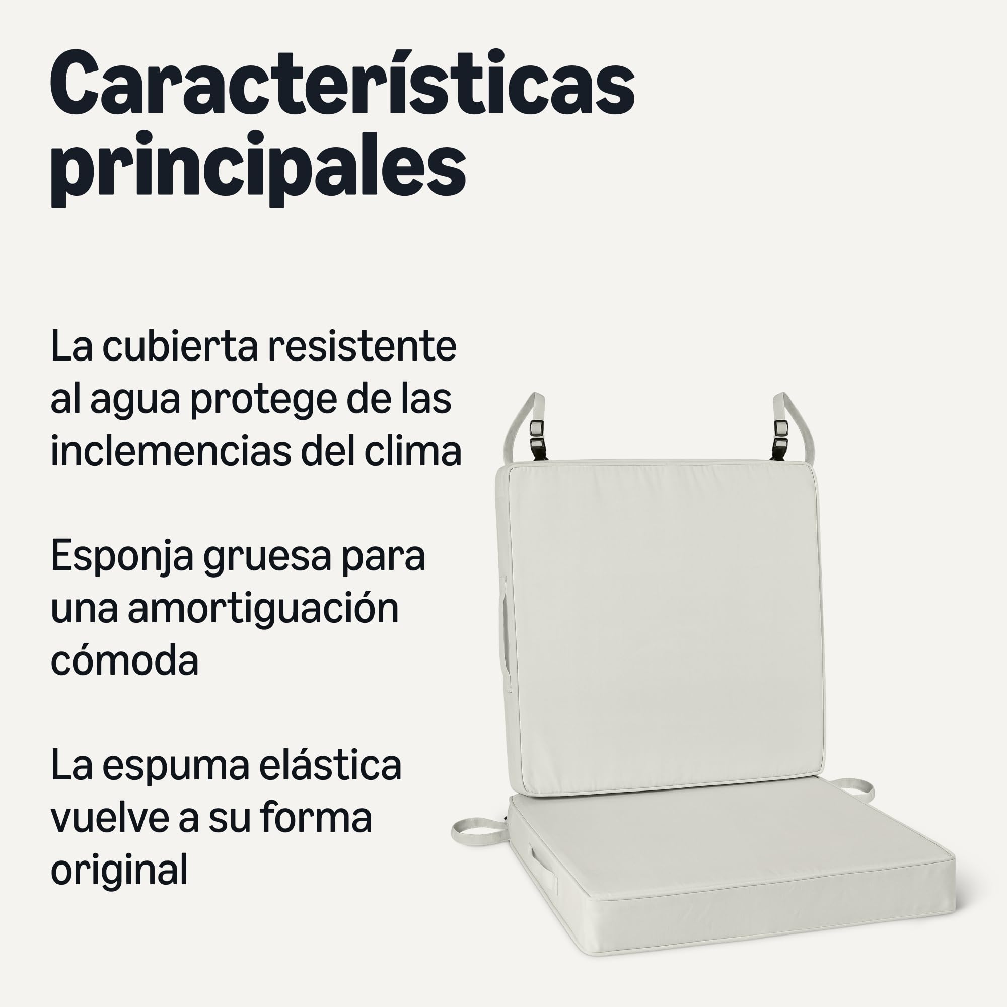 Amazon Basics Cojín para Silla Exterior. 55.8 x 55.8 x 7.6 cm. Beige. Paquete de 2