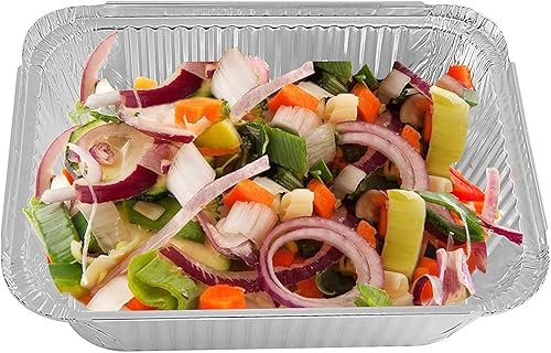 Miniatura 5 de PARTY BARGAINS Sartenes de papel de aluminio de 5 libras con tapas, juego de 25 unidades con tapas de tabla, recipiente de alimentos oblongos de 9 x