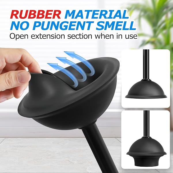 FORASTO 2 in 1 Toilet Plunger and Brush Set，Extended Handle Plunger，Toilet Bowl Brush Plunger Set, Bathroom Cleaning Tools ，Toilet Brush Plunger Combo，Cleaning Brush，Bathroom Cleaning Supplies - 4