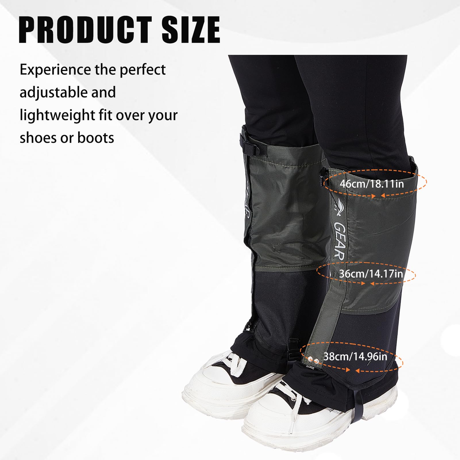 NICENEEDED Polainas de Nailon Ajustables para Piernas, Protectores de Piernas Impermeables para Senderismo con Protección contra Mordeduras, Polainas Transpirables para Piernas