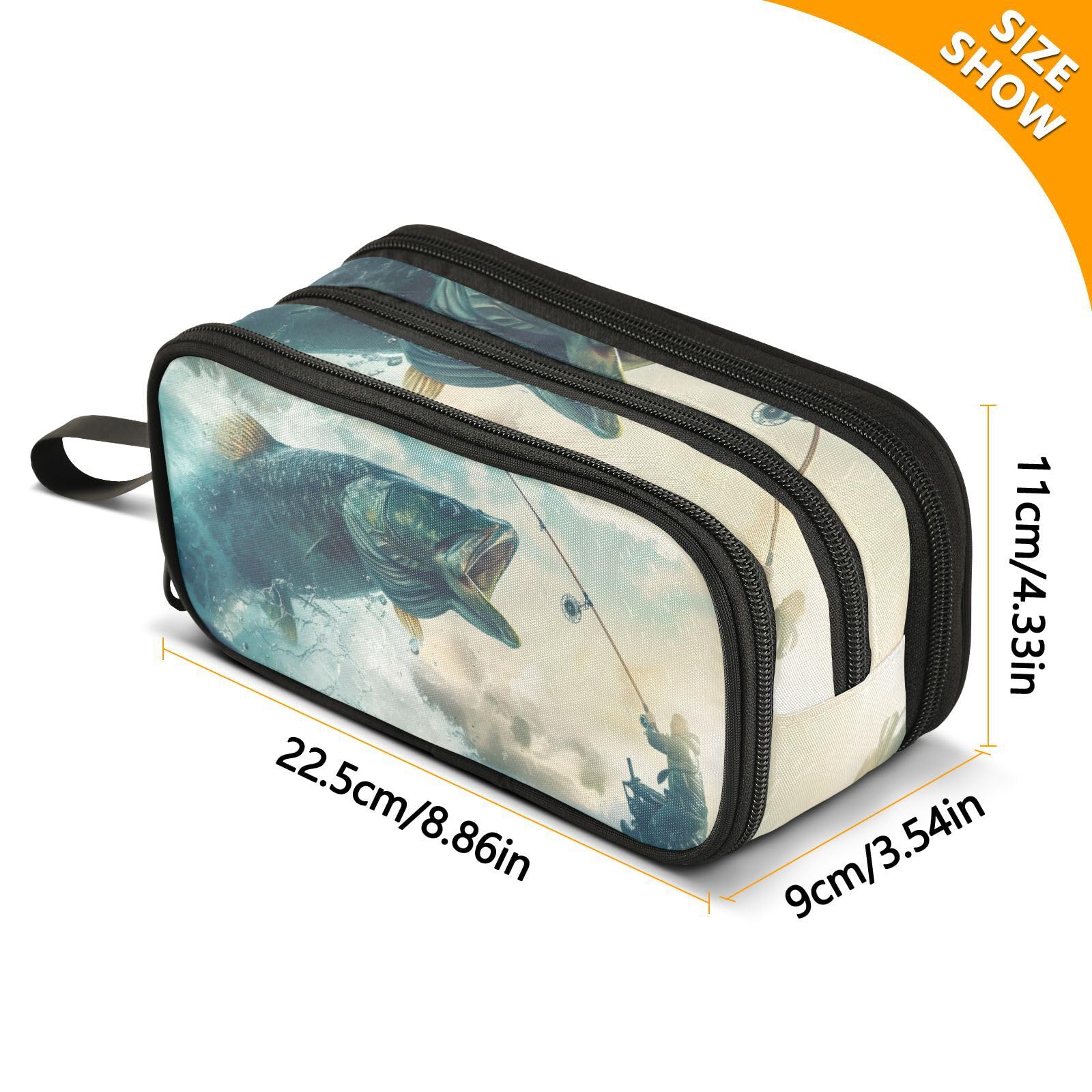 Go Fishing - Astuccio per matite per ragazzi e ragazze, grande astuccio con cerniera, grande capacità, per cancelleria, penne, organizer per bambini, adolescenti, adulti, scuola