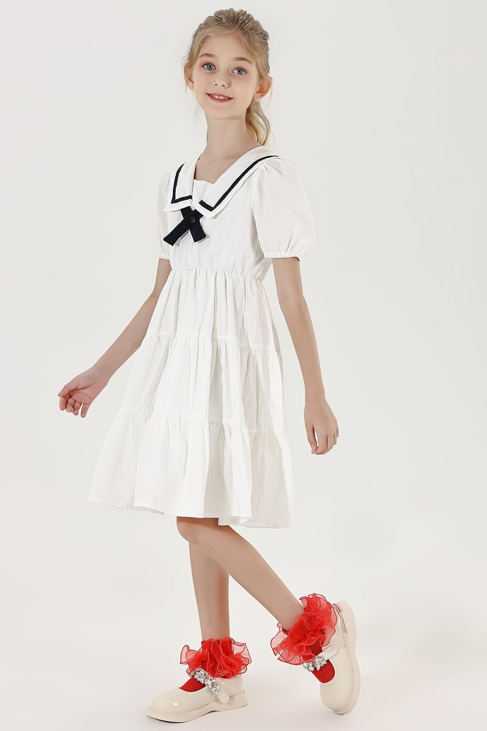 Baby Girls Cotton Double Lace Turn Cuff Socks with Big Ruffles for Infant Toddlers and Kids - Image 2