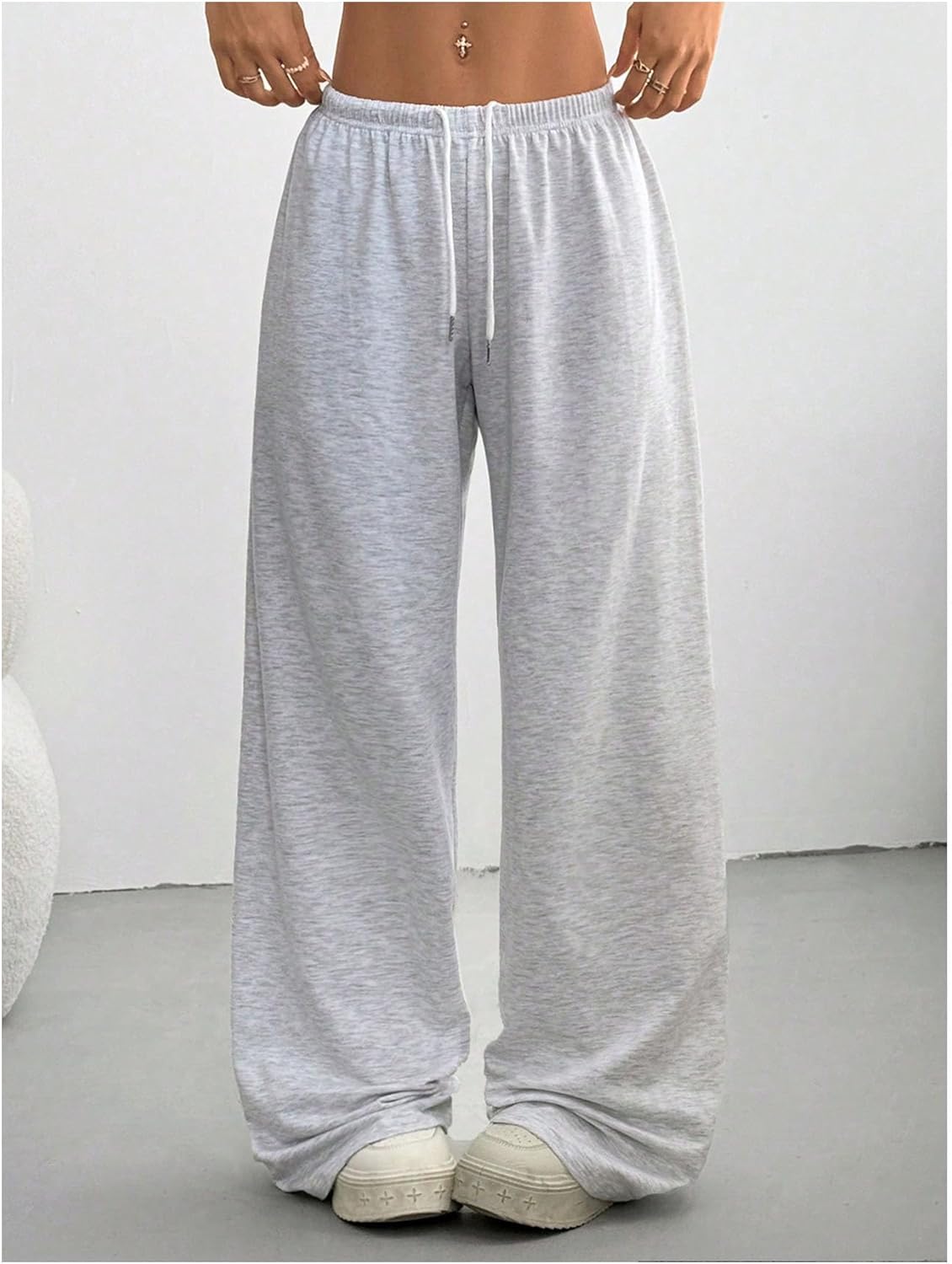 Women's Plus Size Baggy Sweatpants Y2k Drawstring Waist Streetwear Athletic Stacked Track Pants - Image 3