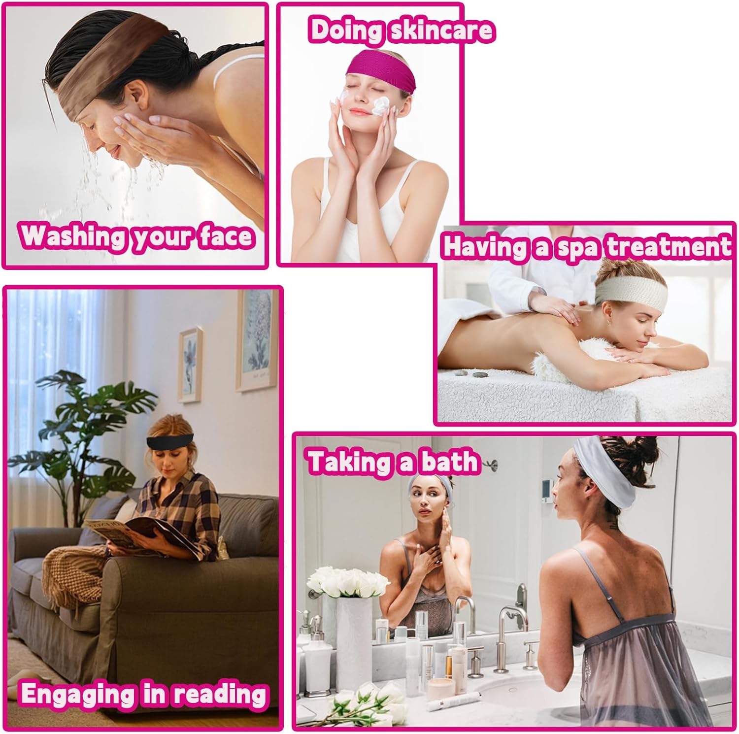 8PCS Workout Headbands for Women Non Slip, Elastic Thick Head Bands, Stretchy Soft Wide Headbands for Women Men for Running, Workouts, Yoga, Daily Use - Image 6