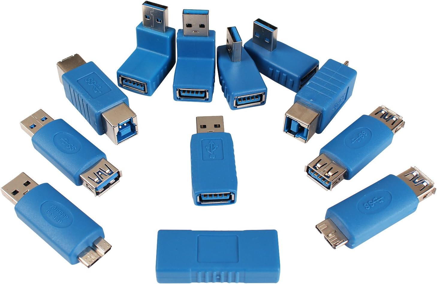 USB 3.0 Adapter Couplers Toolkit Type A to B or MicroB or Mini and Male to Female Adapters