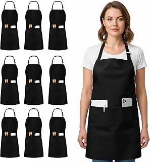 Utopia Kitchen Bib Aprons 10 Pack Adjustable With 2 Pockets 100% Polyester
