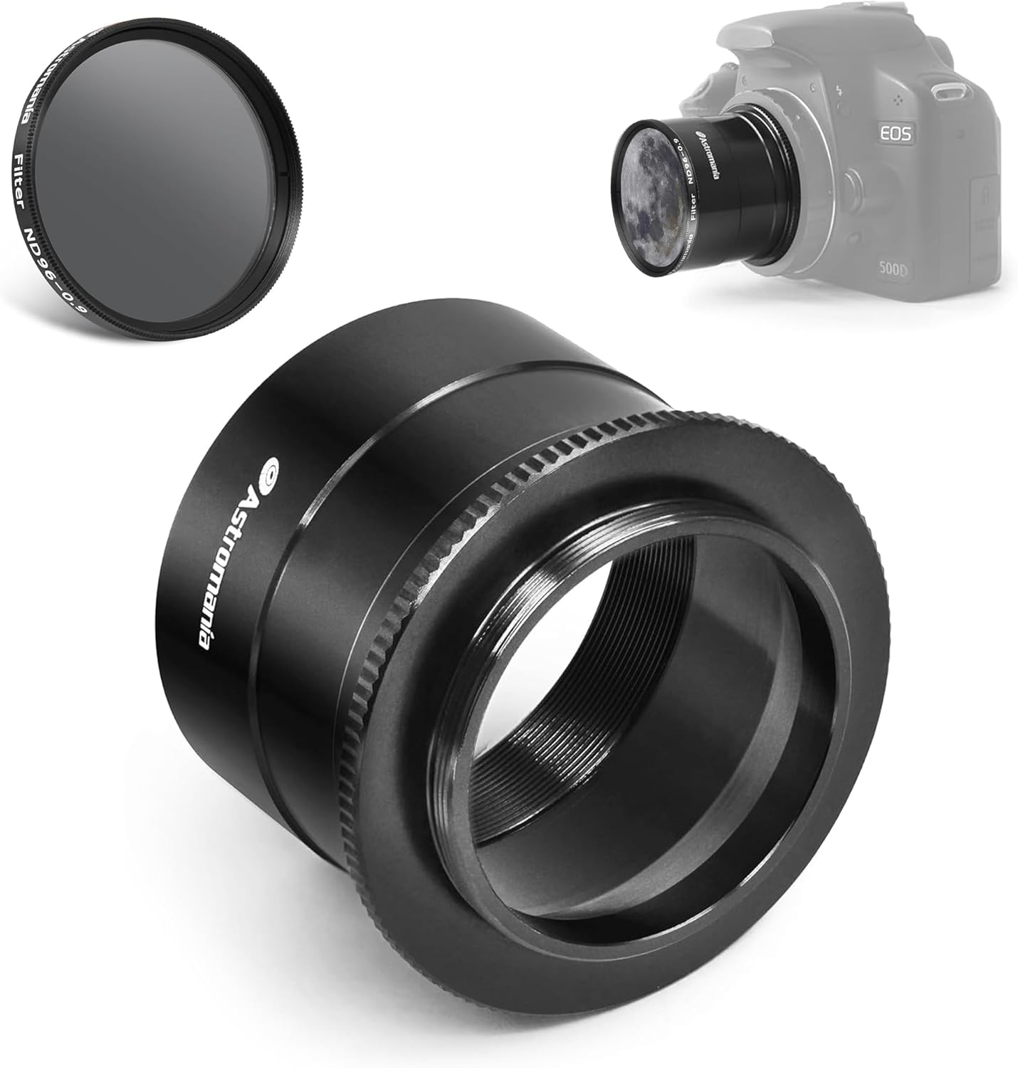 Astromania 2" Moon Telescope Eyepiece Color Filter ND96-0.9 - Bundle with - 2" T-2 Focal Camera Adapter Ⅱ
