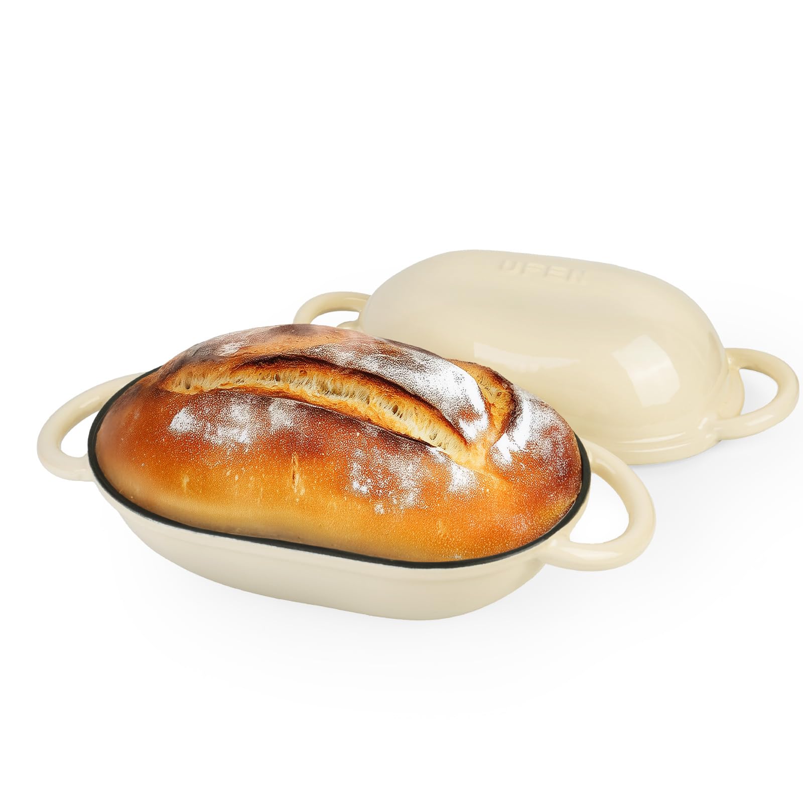 UFEH 2 QT Dutch Oven for Bread Baking, Cream White