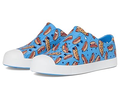 Native Shoes Kids Jefferson Print (Big Kid) Kids Shoes Resting Blue/Shell White/Hot Dogs : 13 Little Kid M, Synthetic