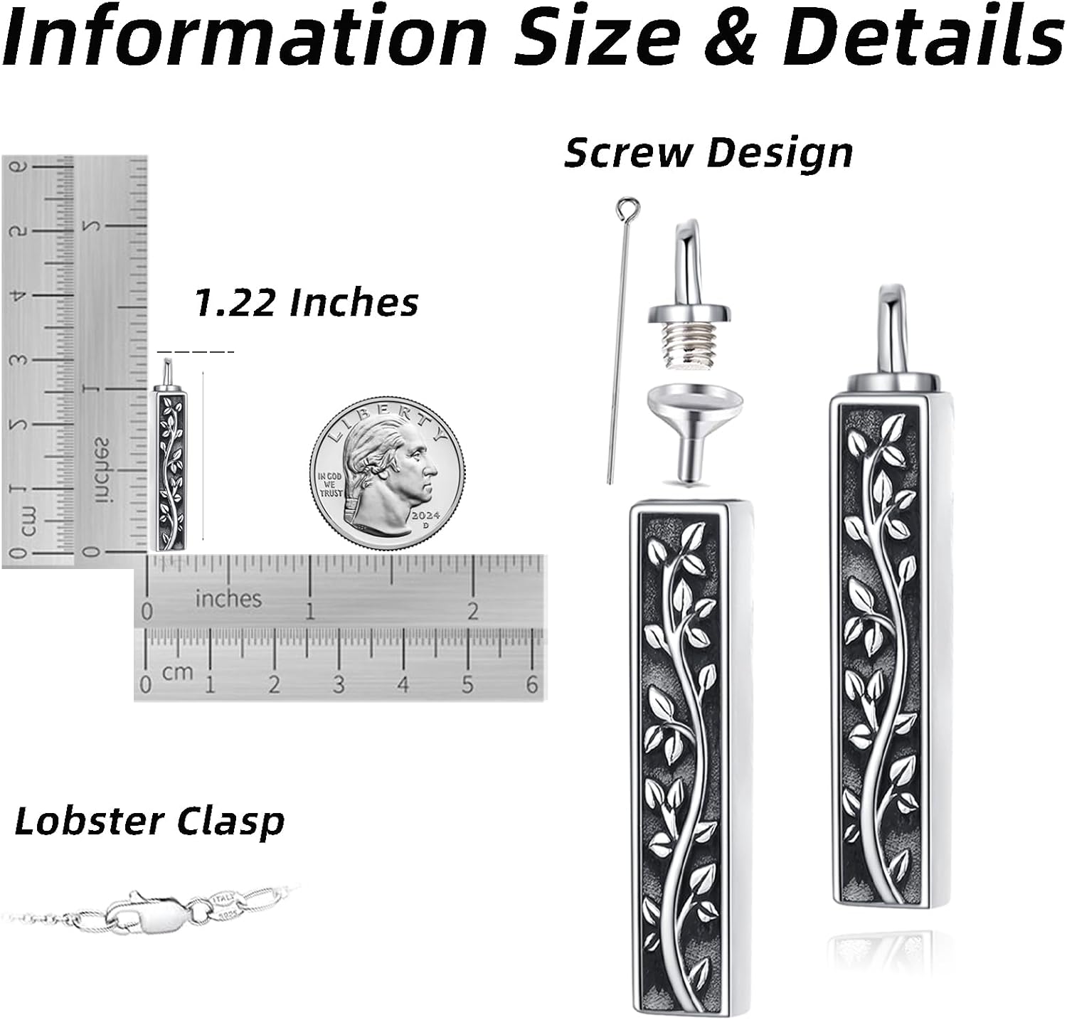 VERECICLYS925 Sterling Silver Ashes Cremation Pendant Necklace Urn for Ashes Sterling Silver Jewelry for Women V6 - Image 6