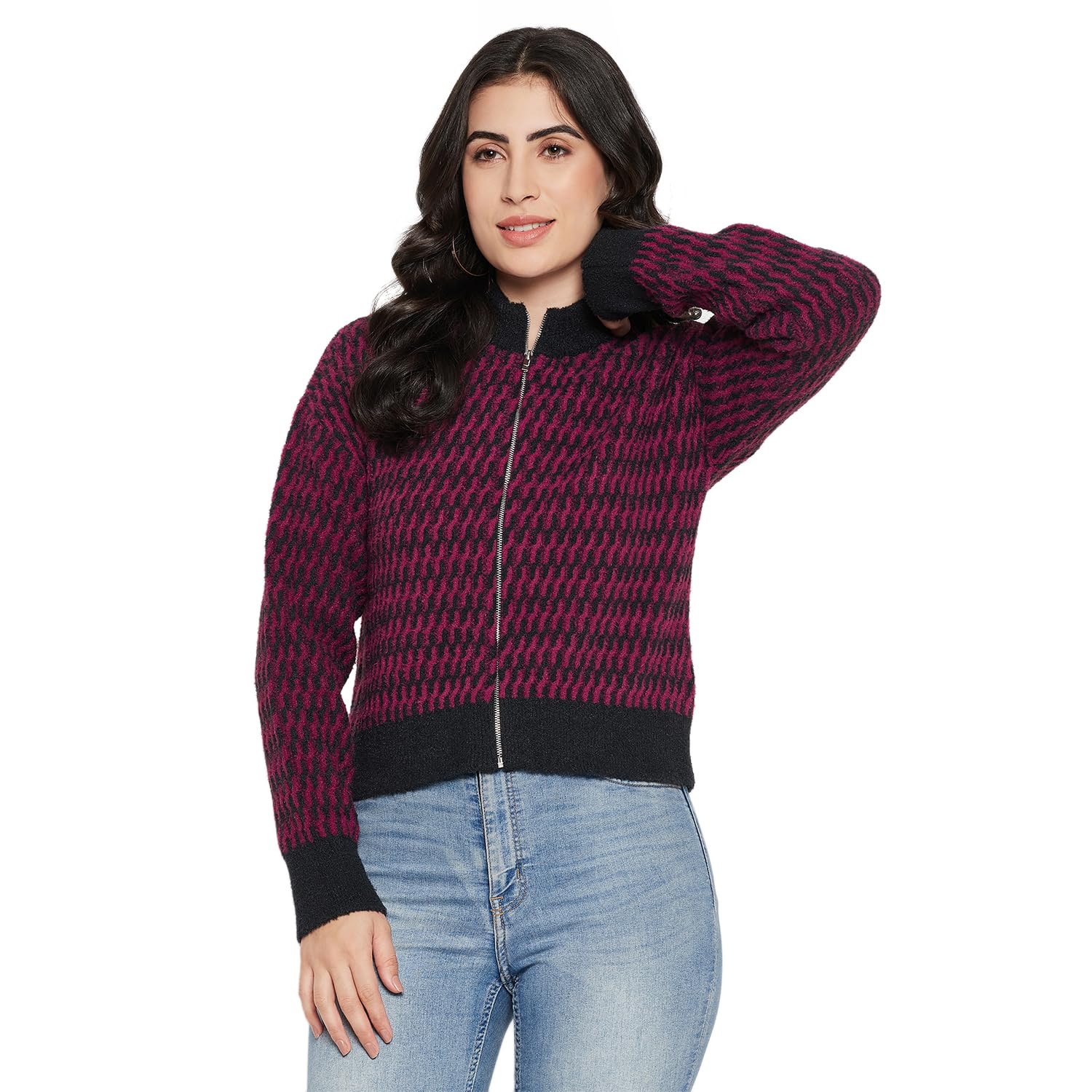 madame Women Print Dark Sweater-picture-11