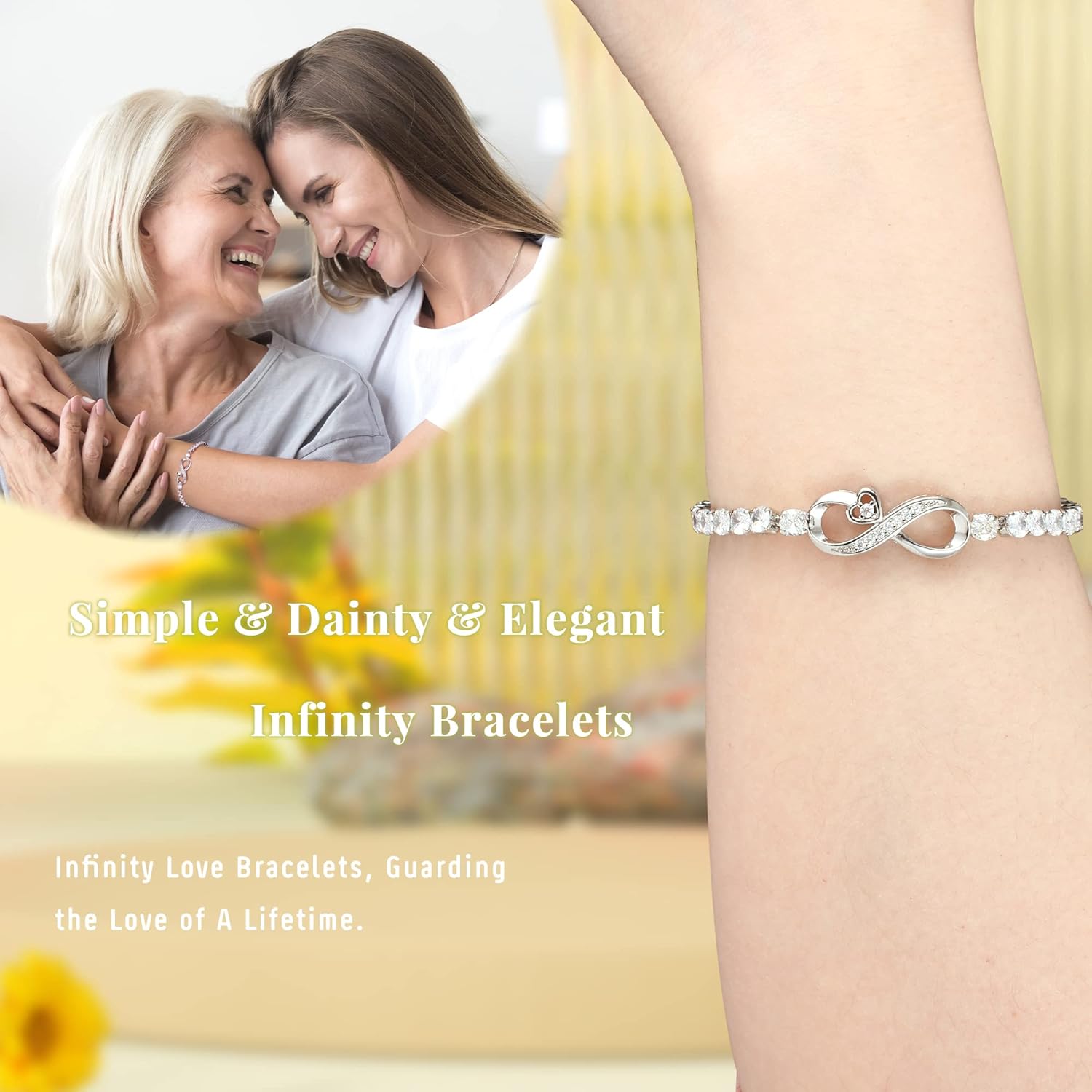 Valentines Day Gifts for Her, Infinity Bracelets for Women Teen Girl Gifts Trendy Stuff Easter Basket Stuffers Birthday Gifts for Mom Daughter Sister Adjustable Heart Rose Cross Tennis Bracelets Graduation Anniversary Jewelry - Image 5