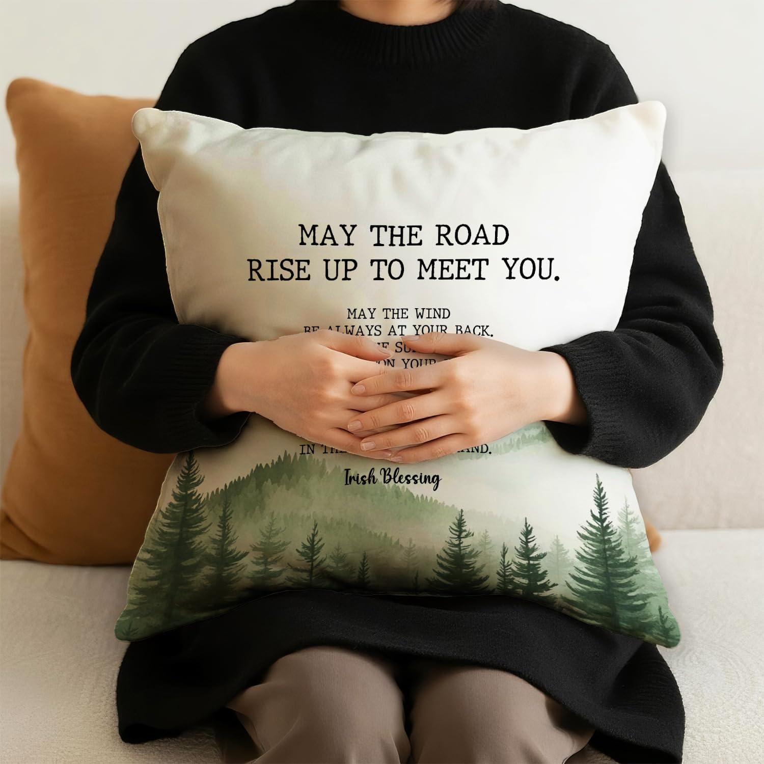 Irish Blessing Throw Pillow Covers,Irish Forest Cushion for Home Decor,Inspirational Gifts for Women Friends,18x18 inch