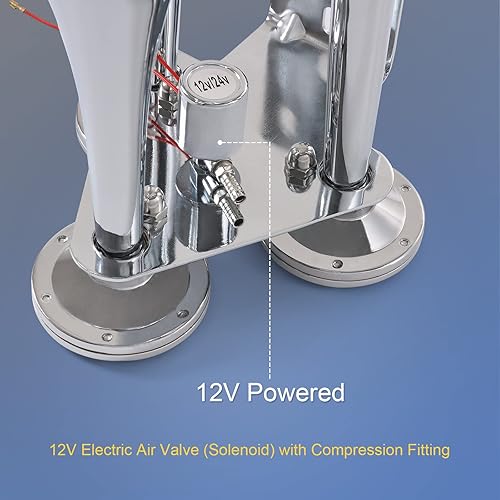 Miniatura 3 de JDMSPEED Air Horns - Trompetas resistentes con triple chapado en cromo. Bocina de aire súper ruidosa para camiones de 12