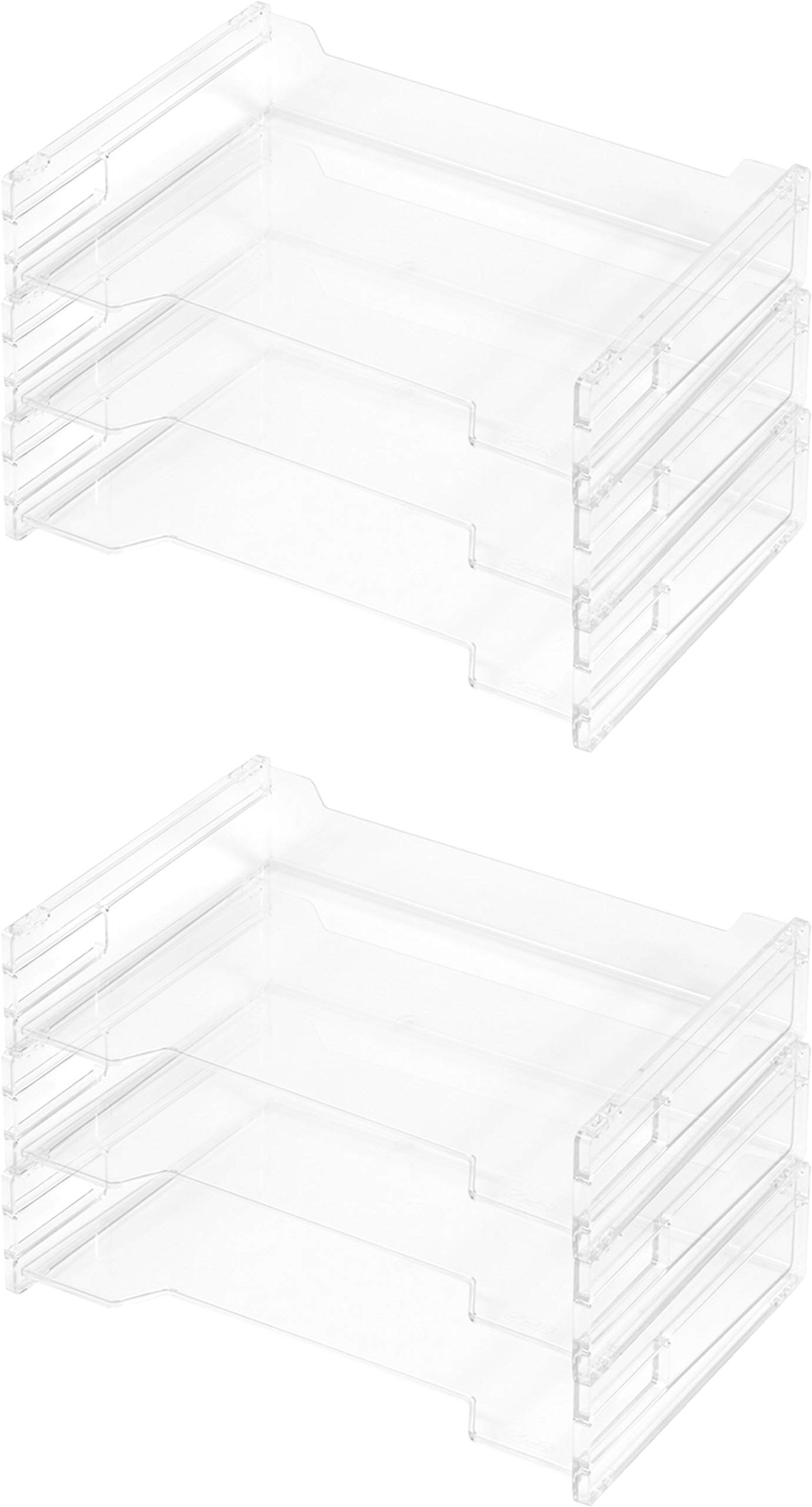 Herlitz 1610393 Ablagekorb A4 quer, transparent und stapelbar, 6 Stück