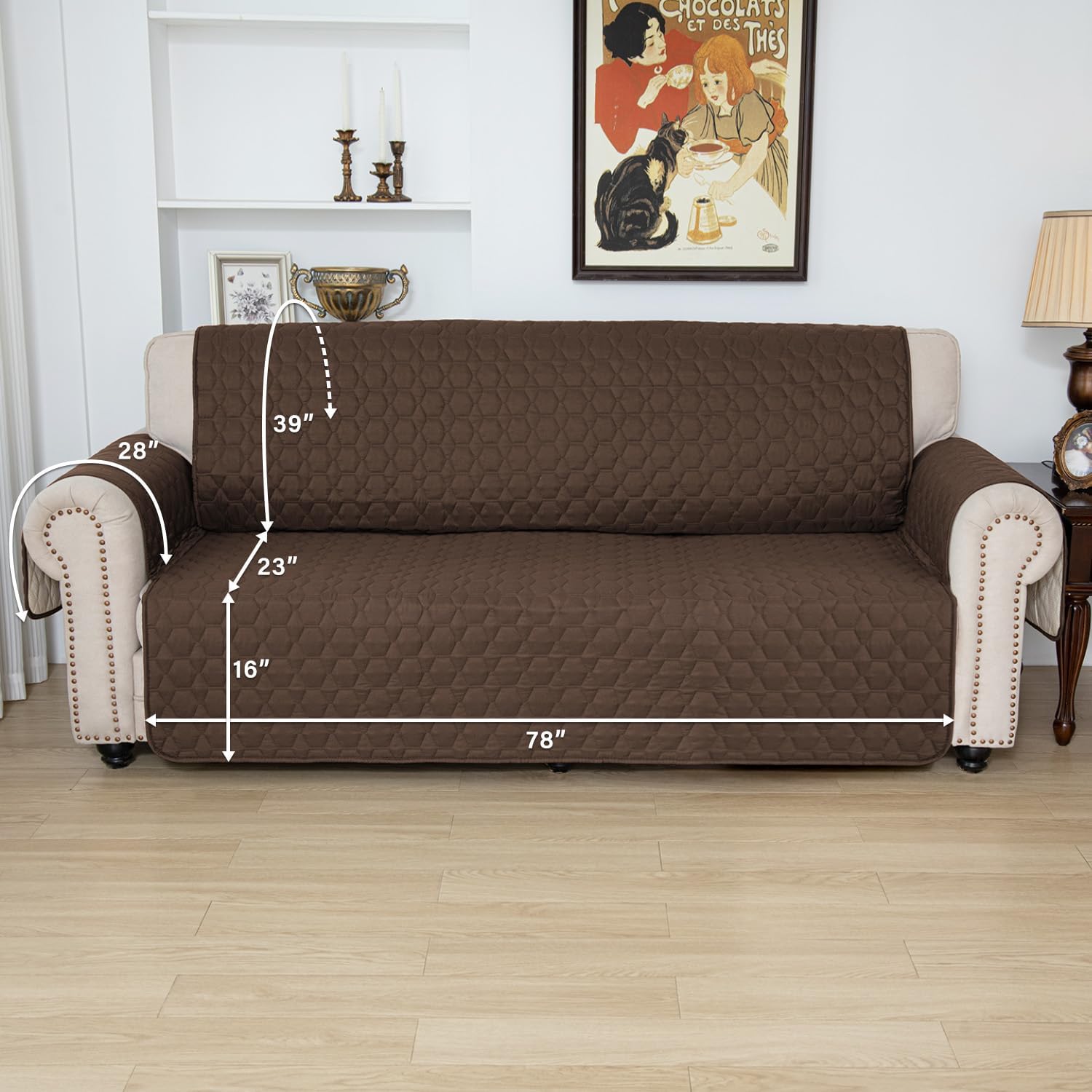 RBSC Home Sofa Slipovers Waterproof Sofa Covers for Dogs, Couch, Loveseat and Large Sofas (Brown, 78")
