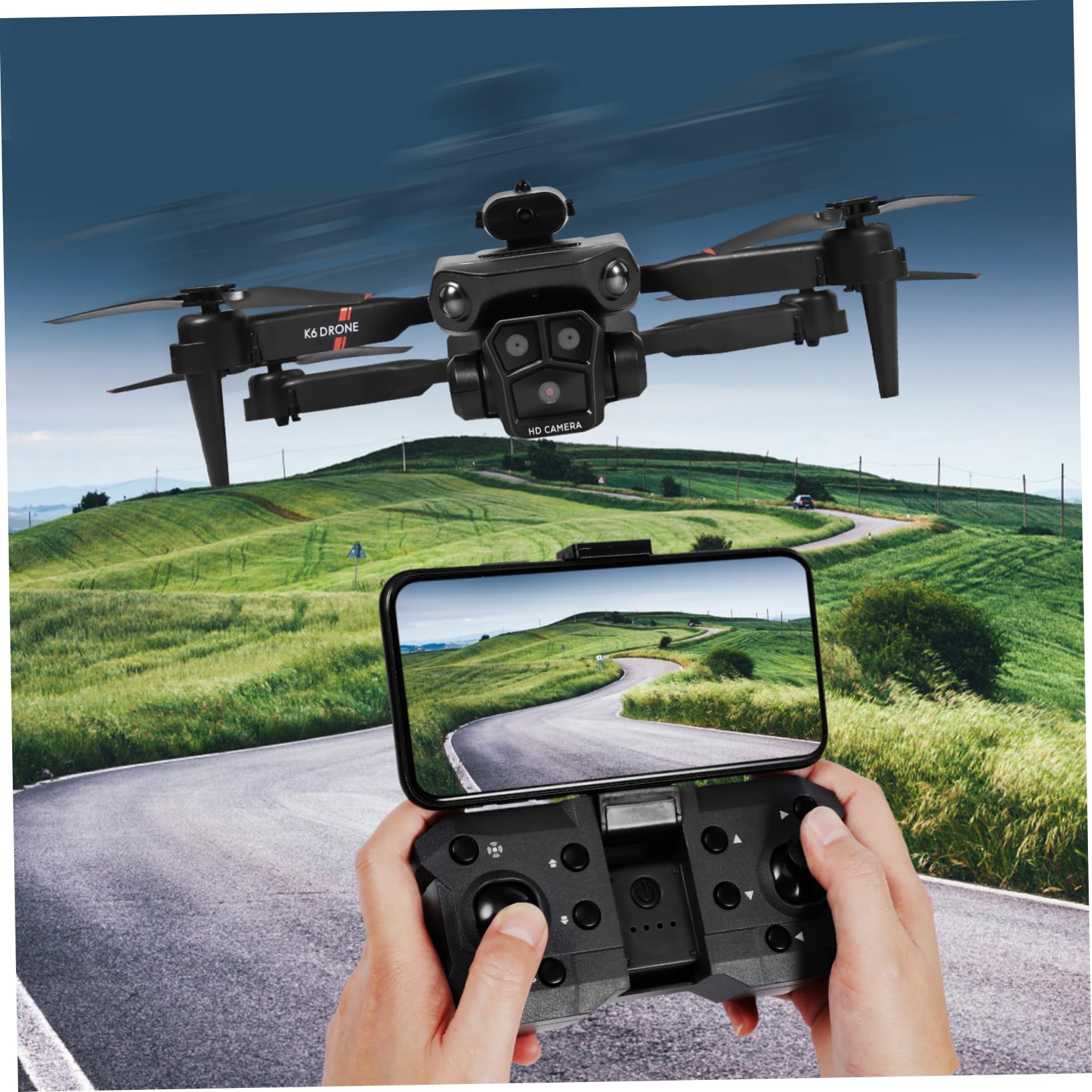 Dron Plegable con Cámara Triple HD y Lente Ajustable para Adultos