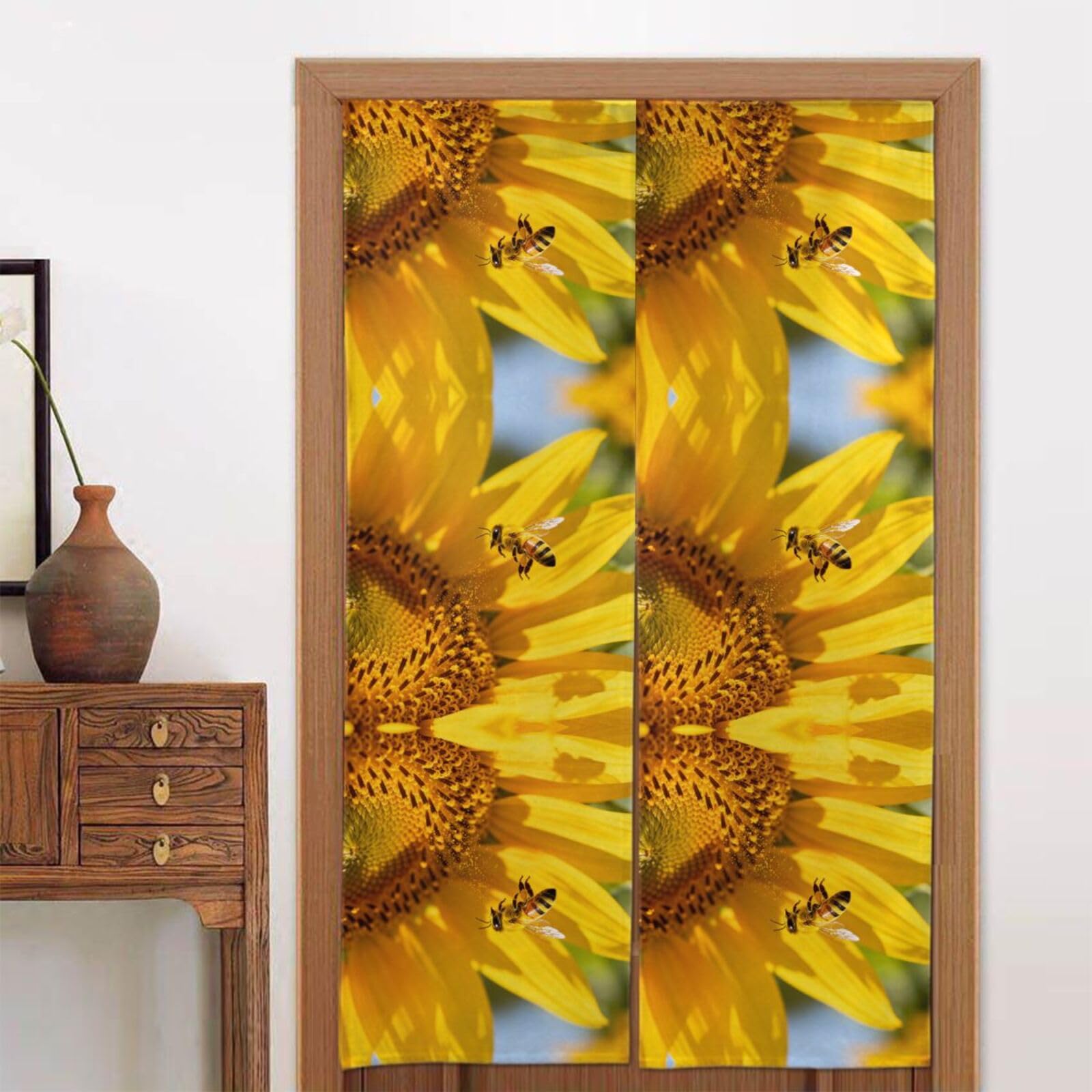 CNTDBU Bees gather nectar Door Curtain 34x56 Inch-Room Divider Panel for Privacy, Entryway Screen for Kitchen Bedroom