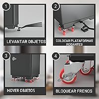 Vista 5 de Carretilla elevadora más grande para muebles con 5 ruedas de acero al carbono, elevador de muebles con 5 ruedas universales de goma giratorias 360
