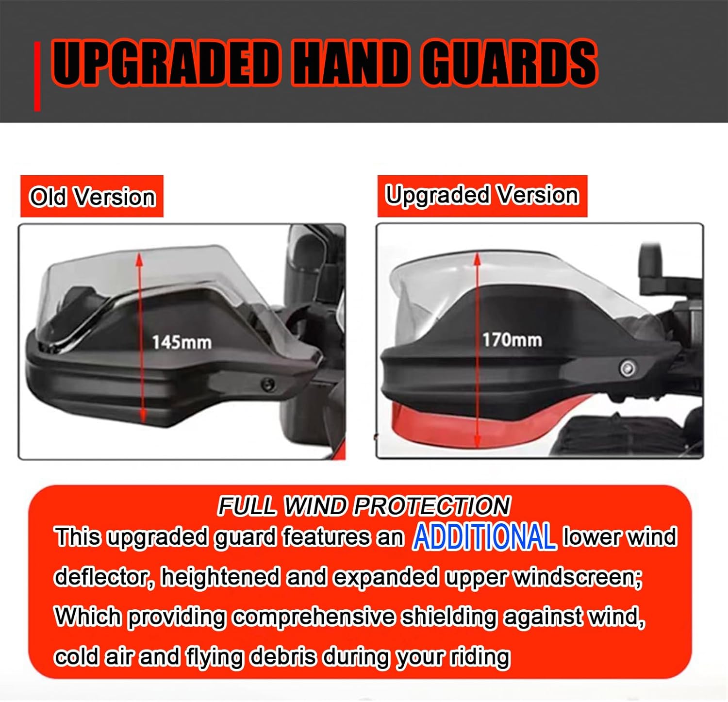 Upgraded Motorcycle Handguard Motorbike Hand Guard Shield Compatible with CFMOTO Ibex 450 2025 2026,Sleek Aerodynamic Design,Enhanced Riding Comfort,Easy to Install,Black and Gray