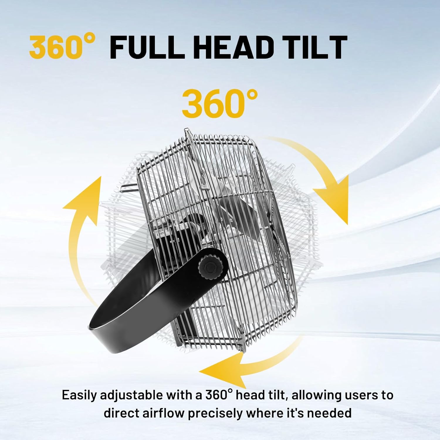 NORTHSKY 12 IN Workstation Mounted Fan, 2,400 CFM Airflow Wall Mount Fan, 3 Speeds, 1/12 HP, 360° Head Hit, High Velocity Indoor Ideal for Greenhouse, Workshop, Garage, UL Listed