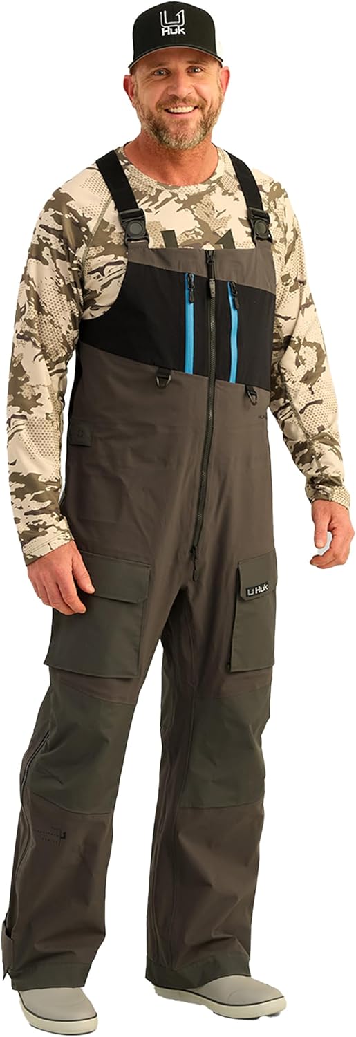 HUK Men's Pro Series Bib, Waterproof Fishing Overall Bib, Heavy Duty Performance Gear