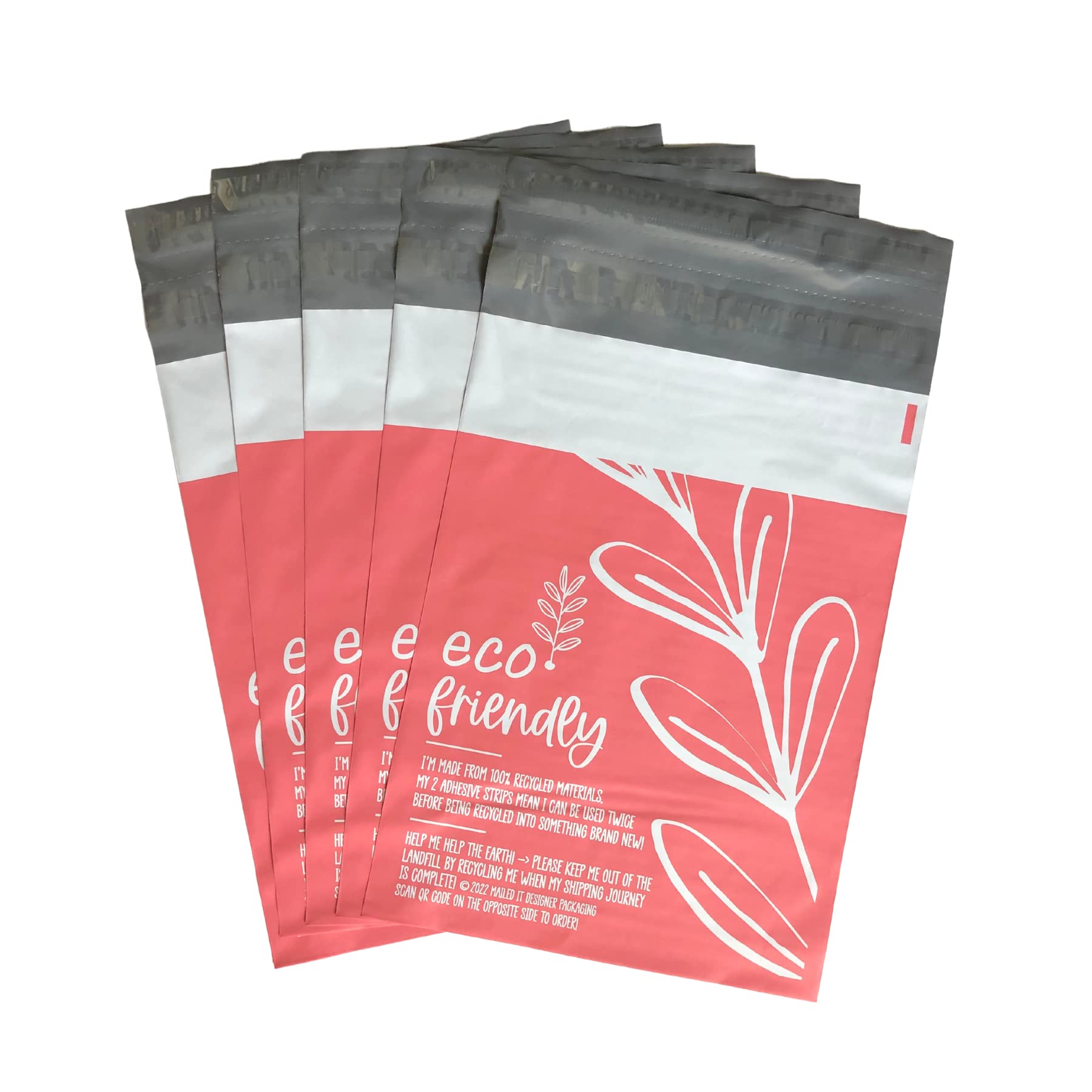 Mailed It Poly Mailers 9 x 12 confezione da 100 pezzi, opachi e carini sacchetti di spedizione per abbigliamento, plastica riciclata, ecologica, autoadesiva, impermeabile, per piccole imprese