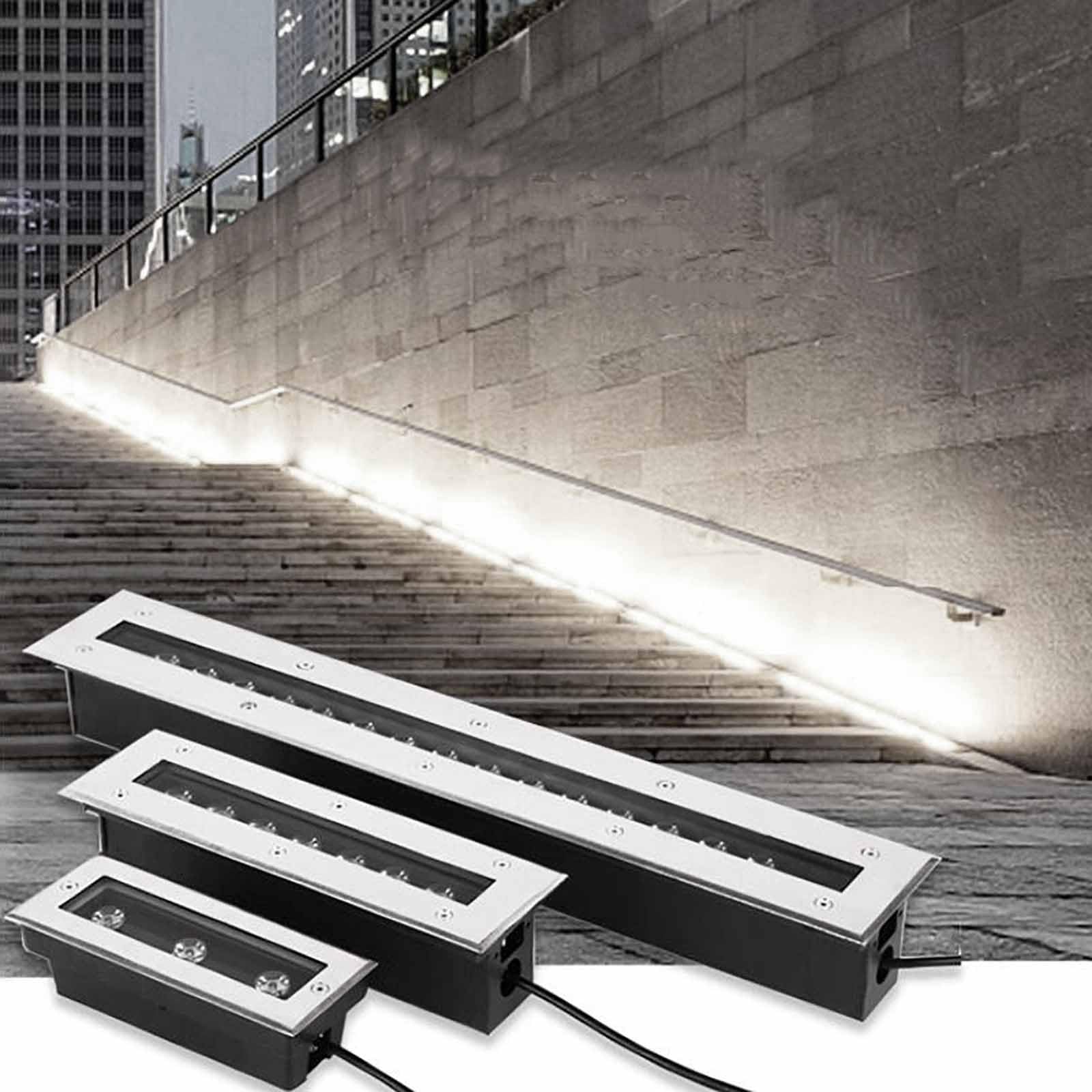Foco de Exterior Rectangular para Suelo, Luces subterráneas de Tira Larga de 220 V CA, Foco LED para jardín Empotrado a Prueba de Agua IP67, para iluminación de paisajes de césped, terrazas,