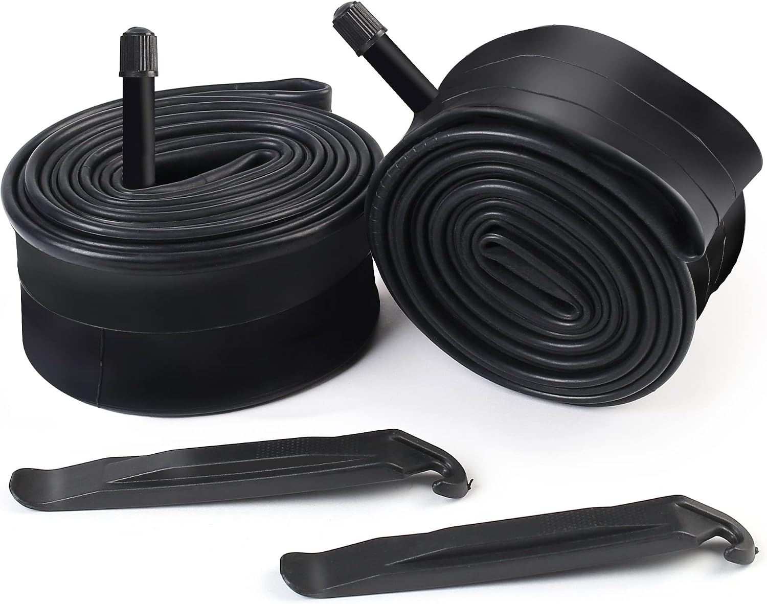 LotFancy 2 Pack 12"/14"/16"/18"/20"/24"/26" x 1.75/1.95/2.10/2.125 Bike Tube, 32mm Schrader Valve, Butyl Rubber Tubes for Road Mountain Bike, Plus 2 Nylon Plastic Tire Levers