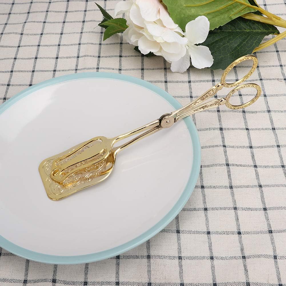 Food Buffet, Retro Zinc Alloy Bread Tong Baking Food Kitchen Tool Head for Serving Food Bread Cake (Gold)