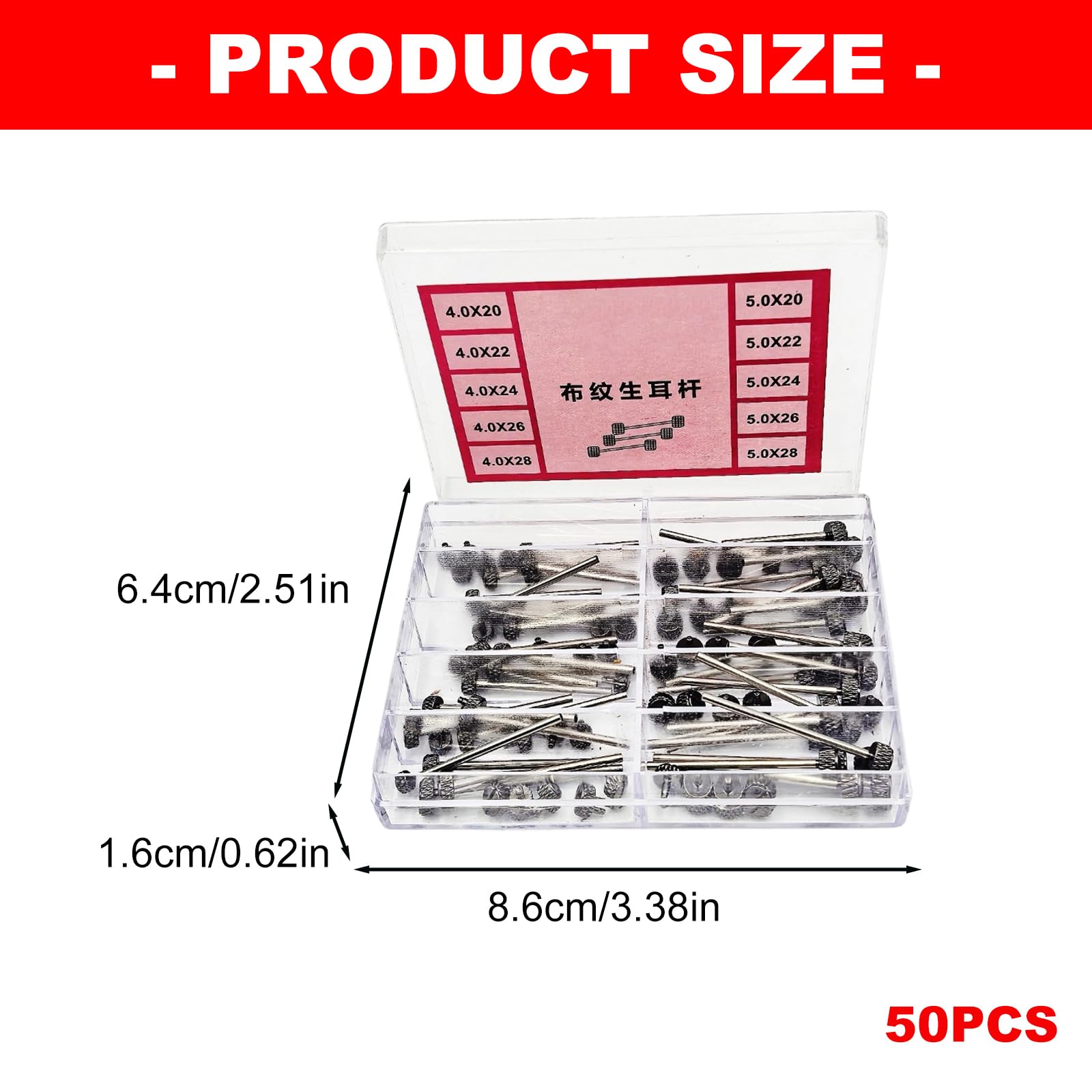 Set di 50 barre a molla in acciaio per cinturini di orologio, 4,0 mm