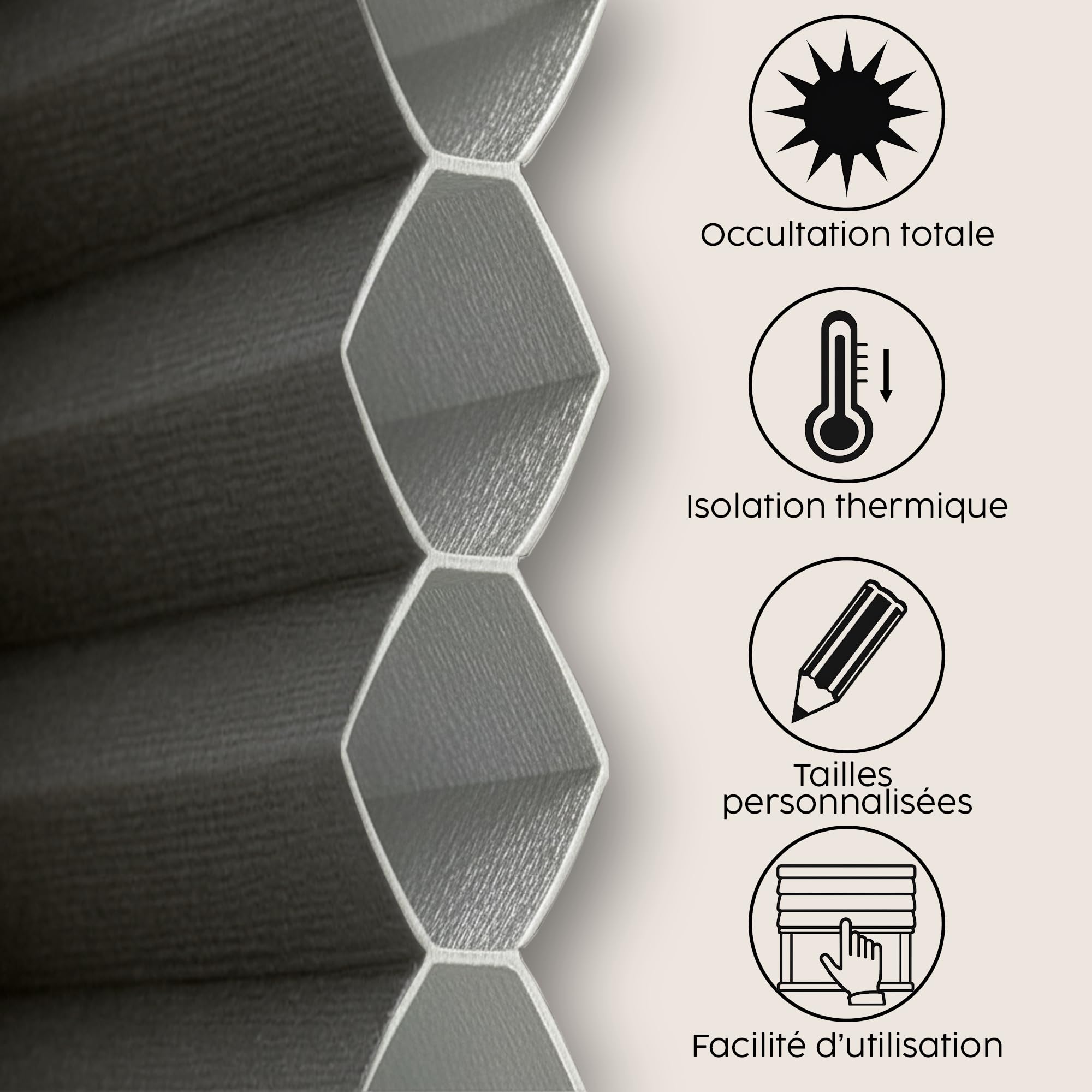 Concept Blinds Store Plissé en Nid d’Abeille pour Fenêtre de Toit – Occultant et Isolant Thermique, sur Mesure, 7 Couleurs de Tissu, Réglable Haut et Bas, Installation Facile avec Perçage
