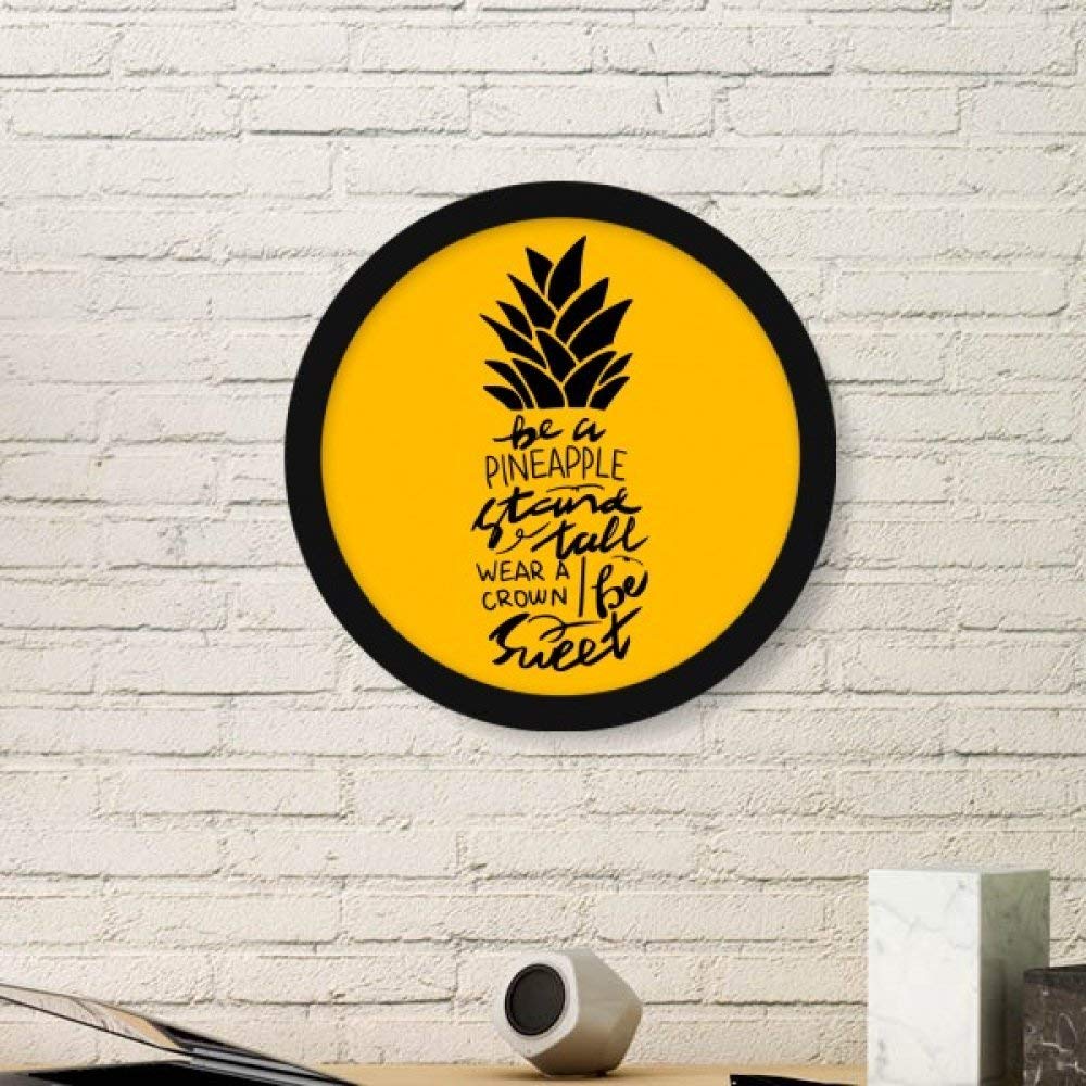 Cadre photo en bois rond noir decoration murale ananas