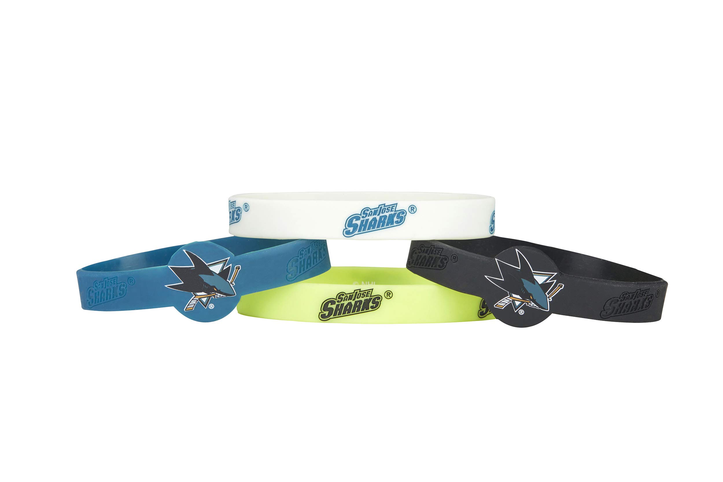 Aminco NHL San Jose Sharks Silicone Bracelets, 4-Pack