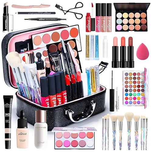 Miniatura 20 de Kit de maquillaje todo en uno para mujeres, kit completo, juego de regalos de Navidad para mujeres y niñas, paquete esencial de maquillaje rosa