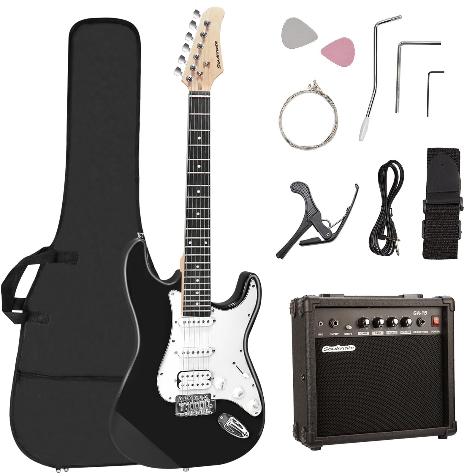 Soulmate Electric Guitar Kit for Beginner 39 Inch Full Size Pick Up Right Handed