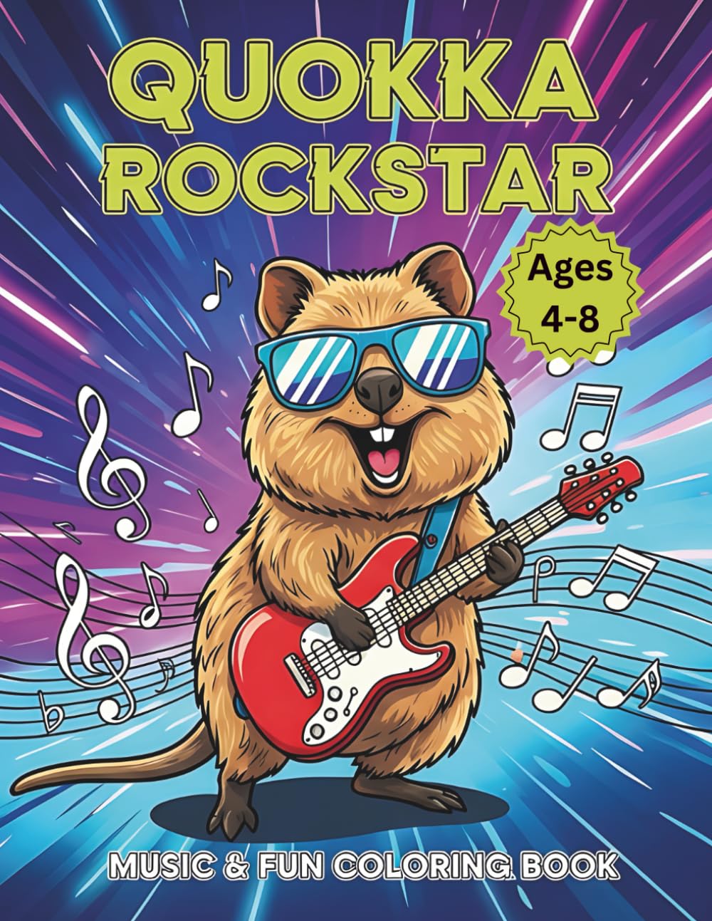 Quokka Rockstar Coloring Book for Kids Ages 4-8: Music & Fun Coloring Book: Cool Australian Animal Playing Guitar and Instruments | Happy Quokka ... (Happy Quokka Adventures Coloring Series)