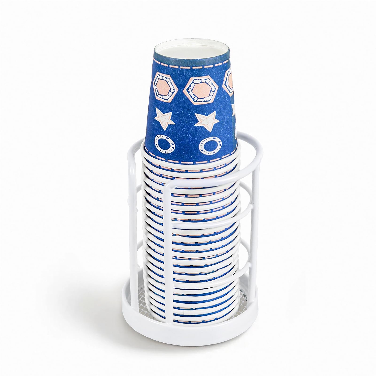 HillSpring Metal Bathroom Cup Dispenser, Sturdy Storage Holder for 3 oz, 4 oz Small Disposable Paper Cups, Paper Cup Dispenser for Mouthwash, White