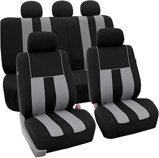 FH GROUP Lightweight Breathable Striped Foam Pad Washable Cloth Complete Set Car Seat Covers, Airbag and Split Bench Compatible with Gift - Universal Fit for Cars Trucks and Suvets